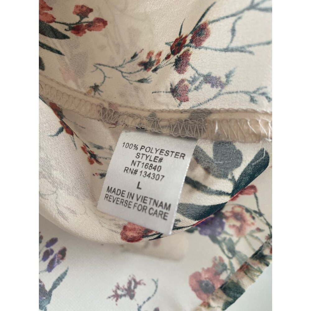 Lumière Floral Long-Sleeve Blouse With Button Front & Sheer Fabric Size L - Picture 5 of 6